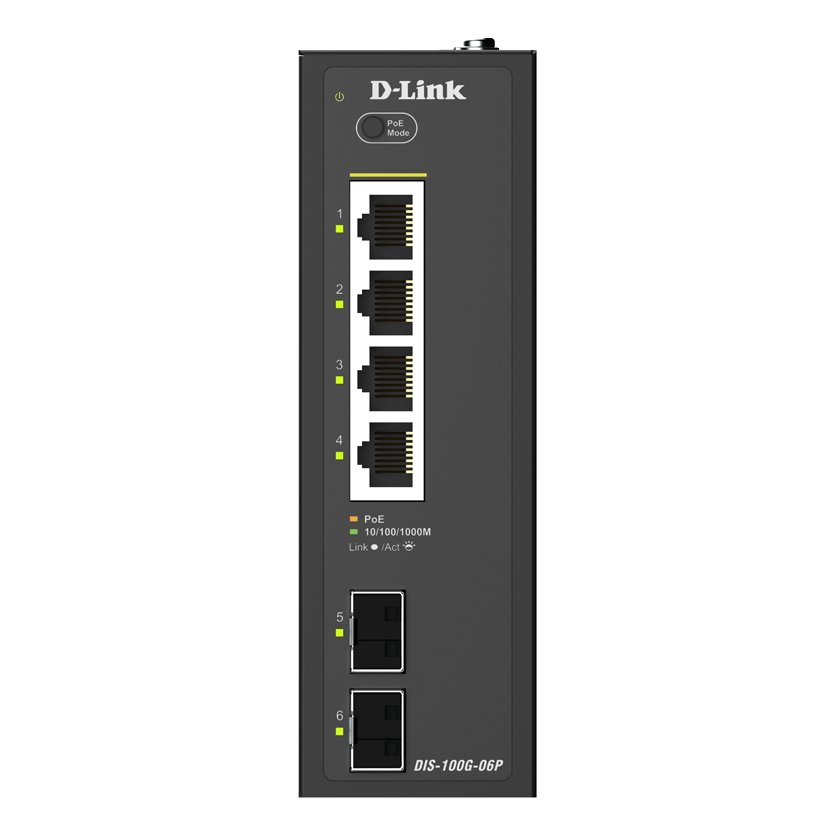 D-Link DIS-100G-06P Industrial 4-Port 1G PoE+ + 2-Port 1G SF 1