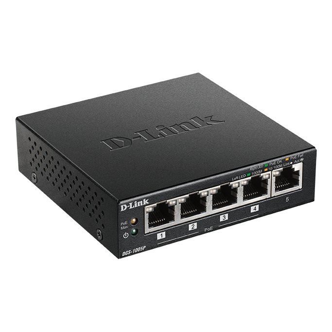 D-Link DGS-1005P 5-Port Gigabit Unmanaged PoE Switch 1