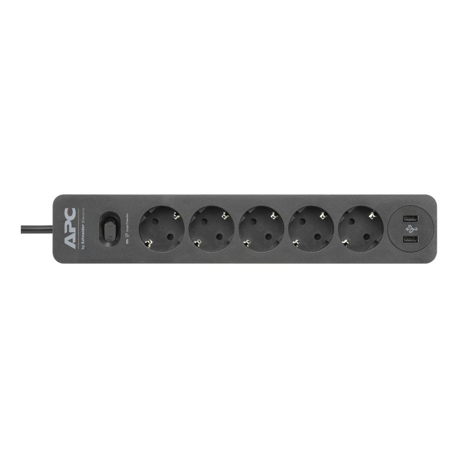 APC Essential SurgeArrest 5 Outlet 2 USB Ports Black 230V Ge 1