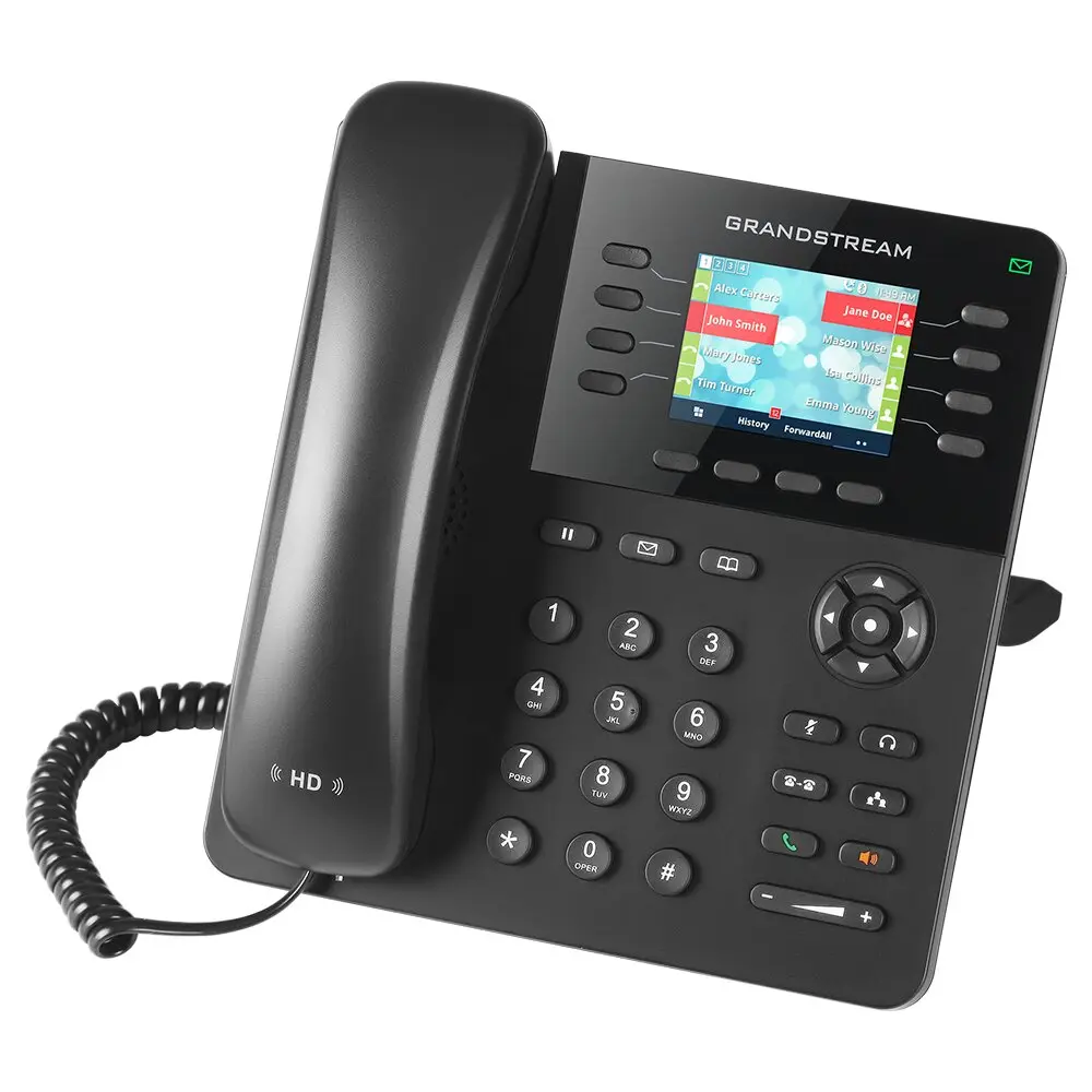 Grandstream High-End IP Phone, 4 SIP accounts, 8 lines, 2x GbE PoE, 320x240 (2.8") color LCD, 32 virtual BLF keys