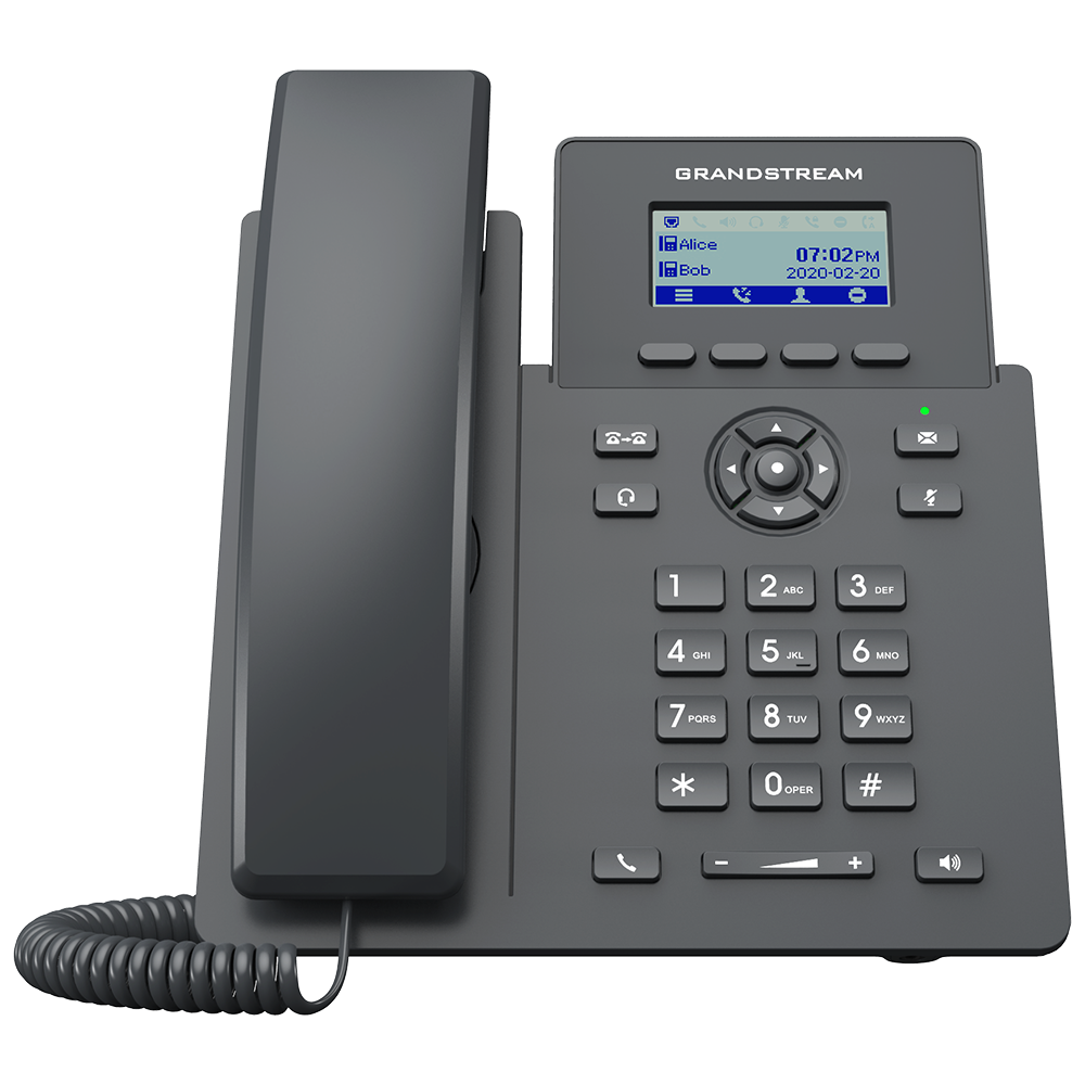 Grandstream Essential IP Phone, 2 SIP Accounts, 2 Lines, 2x Ethernet 10/100 No PoE, Wi-Fi, 132x48 (2.41") LCD, 5V/0.6A PSU