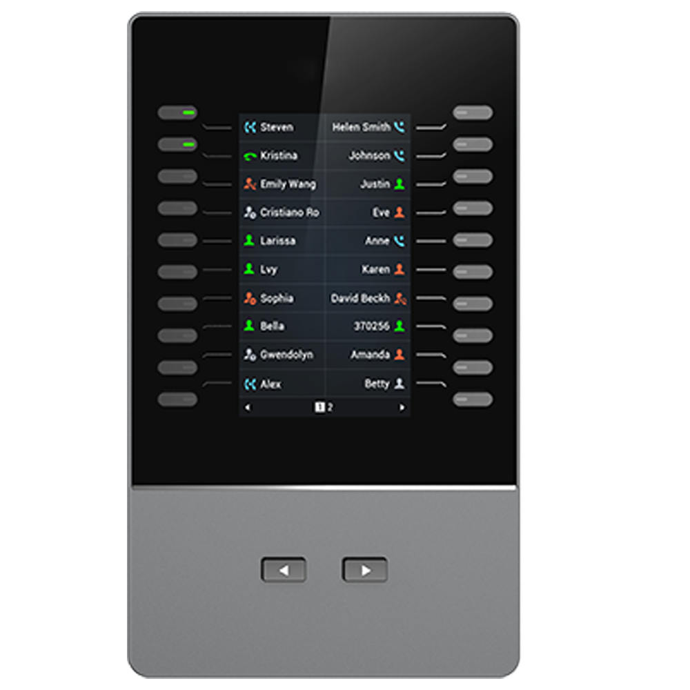 Grandstream Extension Module For GRP2615 - GRP2624 - GRP2650 - GRP2670 - GXV3350 And GXV3450 - 480x272 Color LCD - 20 Dual-Color Buttons - 2 Pages - Daisy-Chain Up To 4 Modules