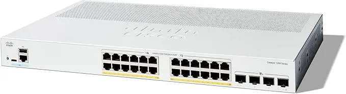 Cisco Catalyst 1300-24P-4G Managed Switch, 24 Port GE, PoE, 4x10GE SFP+, Limited Lifetime Protection