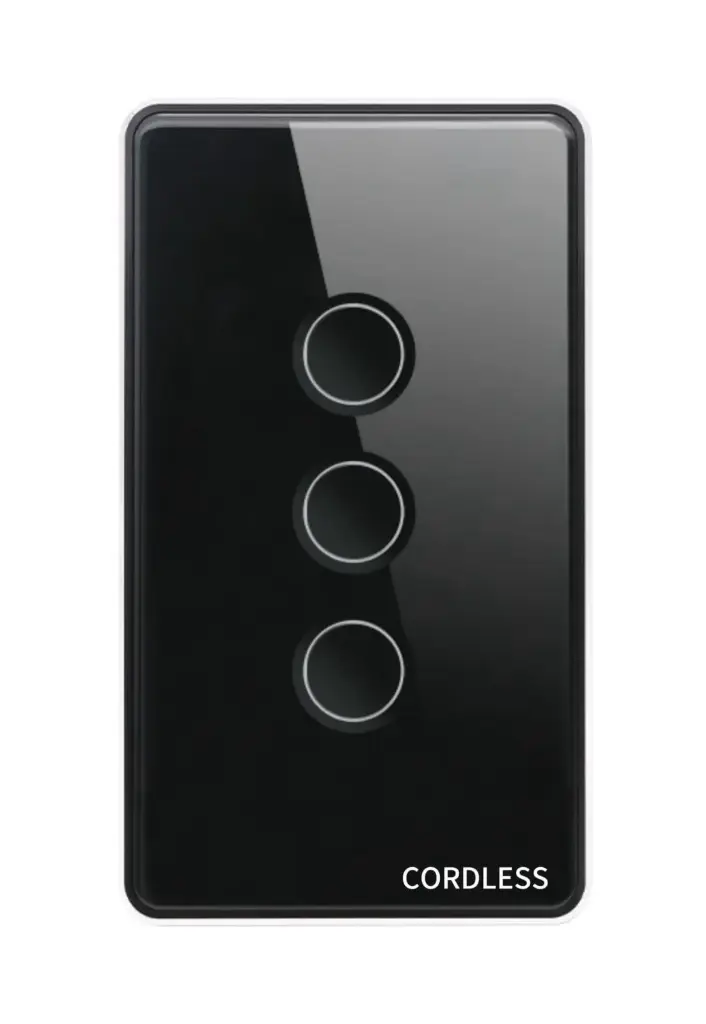 Cordless CL-03G Smart Touch Wall Switch - 3-Gang - Wireless App Control - LED Compatible - Tuya App - Google Assistant