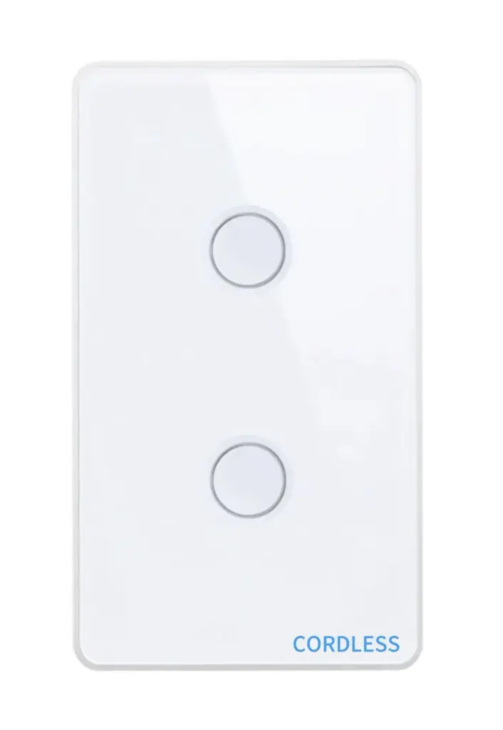 Cordless Smart Touch Wall Switch - 2-Gang - App Control - Timer Function - LED Compatible - Tuya App - Google Assistant