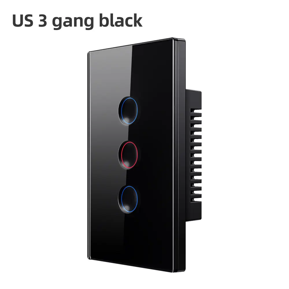 AVATTO Tuya WiFi Smart Light Switch 3-GANG | Touch Panel With Alexa & Google Home Control - Black (Zigbee)