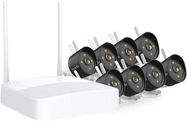 Tenda K8W-3TC Outdoor Surveillance Camera WiFi Set - 8 x 2K WiFi Camera Outdoor + 8CH Wireless NVR Full Colour Night Vision - IP66 - Person Detection And Motion Detection
