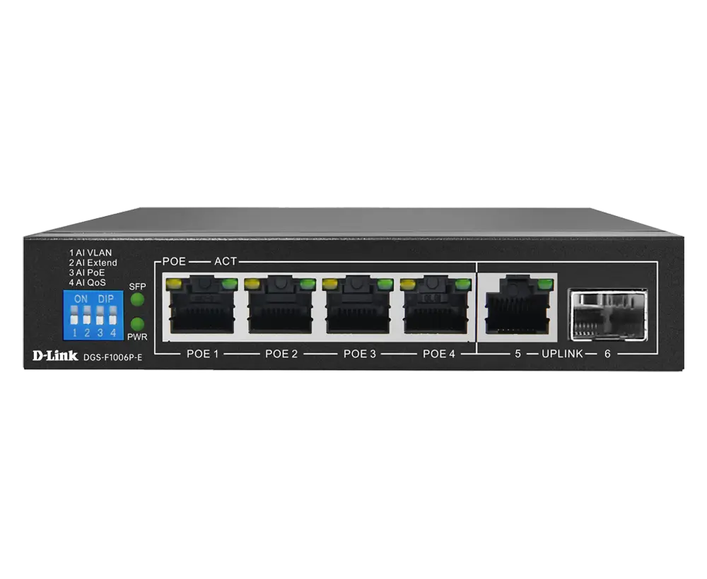 D-LINK 4GE PoE+ 1GE & 1 SFP Uplink 250m PoE Switch