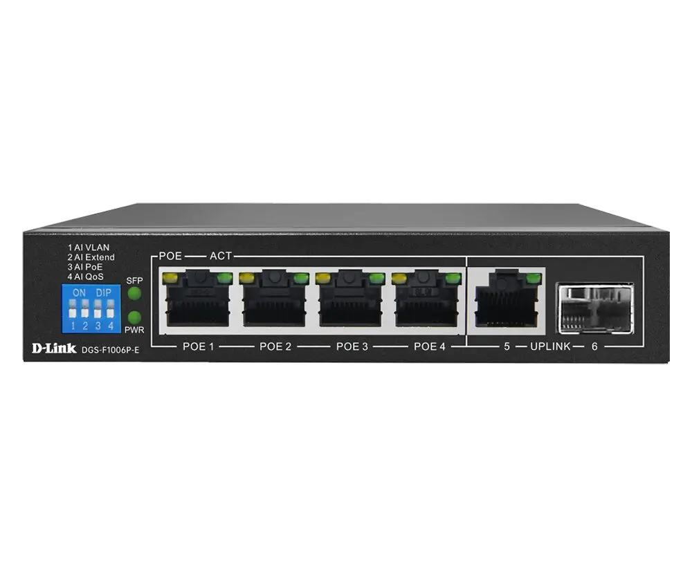 D-Link 6 Port 10/100/1000 PoE Switch 250M