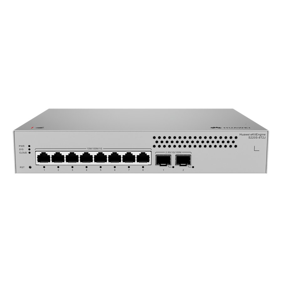 Huawei eKitEngine S220S-8T2J Smart Managed Switch, 8*GE, 2*2.5GE SFP, built-in AC power, Fanless