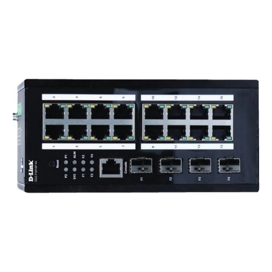 D-Link DGS-F3016P-4S 16 x 10/100/1000Mbps PoE ports with 4 SFP ports L2 Managed Outdoor Long Range 250m switch
