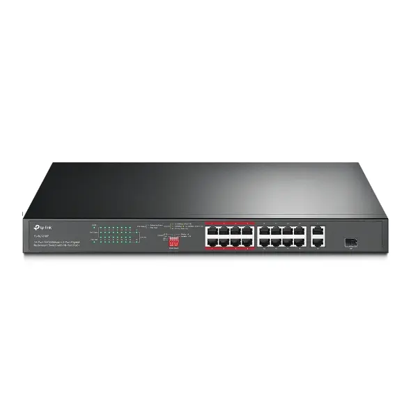 TP-Link 16-Port 10/100 Mbps + 2-Port Gigabit Rackmount Switch with 16-Port PoE+