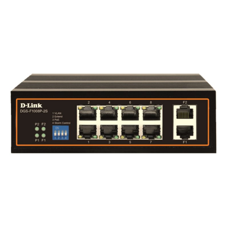 D-Link DGS-F1008P-2S 8 Port Gigabit ( 8 POE - 96 Watt ) + 2 SFP Gigabit Outdoor Unmanaged Industrial Gigabit PoE Switch