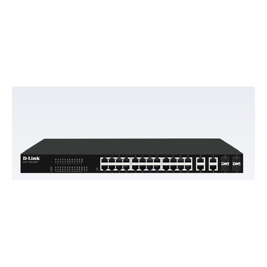 D-Link DGS-F1500-28MP 24 Port Gigabit ( 24 POE - 400 watts ) + 4 SFP1 10G Ports Managed Switch