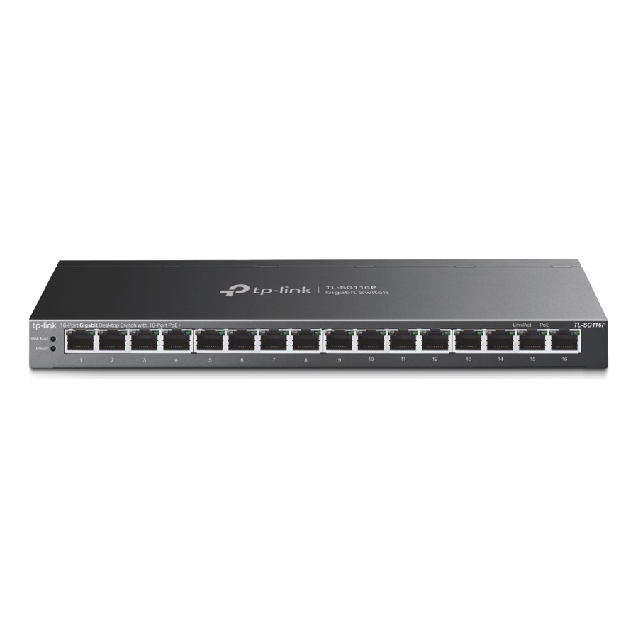 TP-Link TL-SG116P 16-Port Gigabit Desktop Switch with 16-Port PoE+