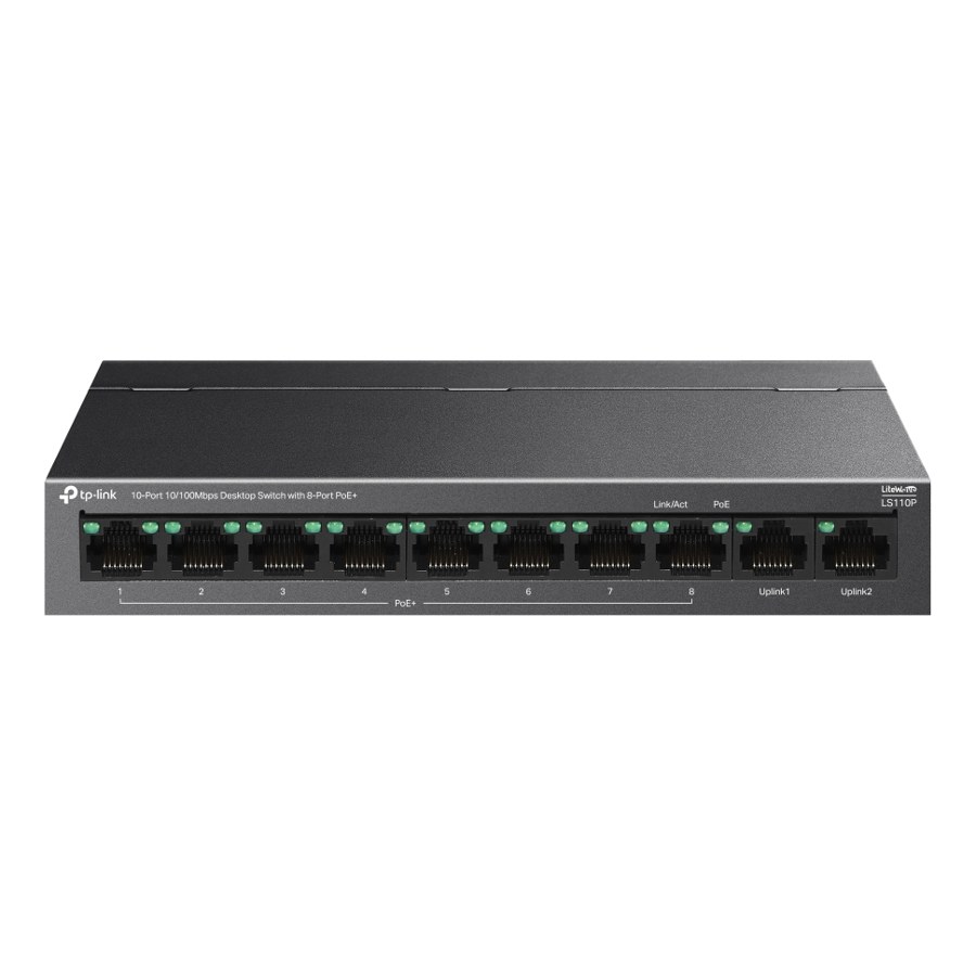 TP-Link LS110P 10-Port 10/100Mbps Desktop Switch with 8-Port PoE+