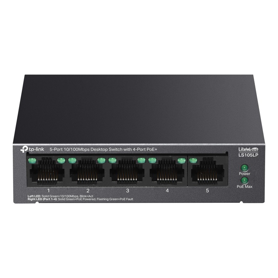 TP-Link LS105LP 5-Port 10/100Mbps Desktop Switch with 4-Port PoE+