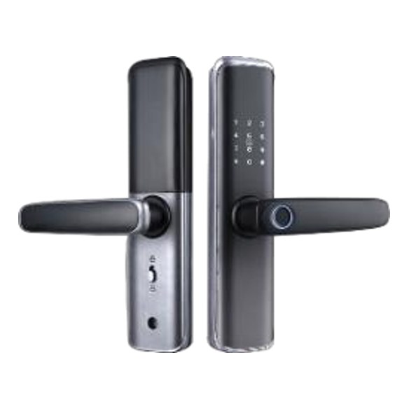 LEZN D01 Silver Frame Smart Door Lock, Tuya App, Fingerprint / Password / Card, Silver Frame