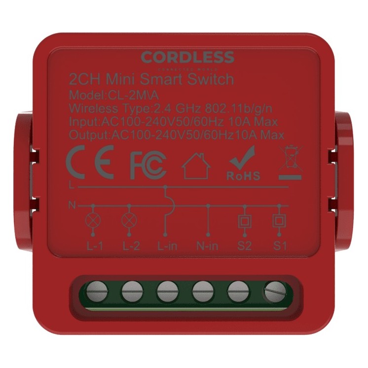 Cordless CL-2M/A Intelligent Mini Switch Module 2-Way 10A, Wi-Fi