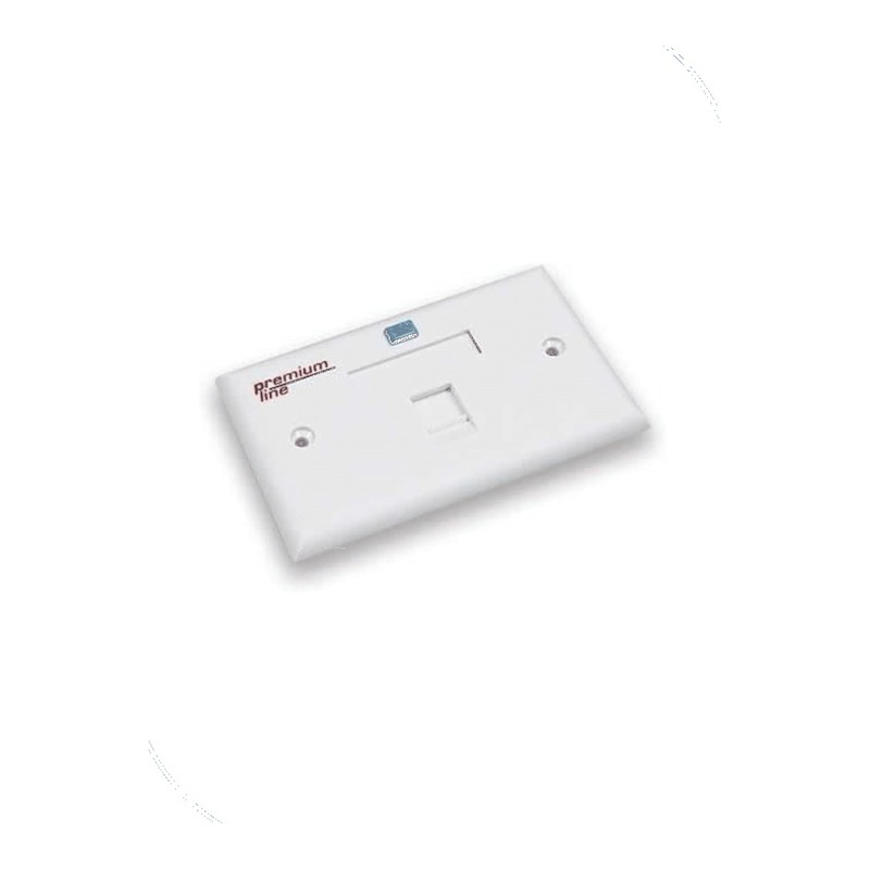 Premium Line 121721110 USA Face Plate, 90° Entry, 70x115, Integral Molding, Shutter Type with Icon, 1-Port, White