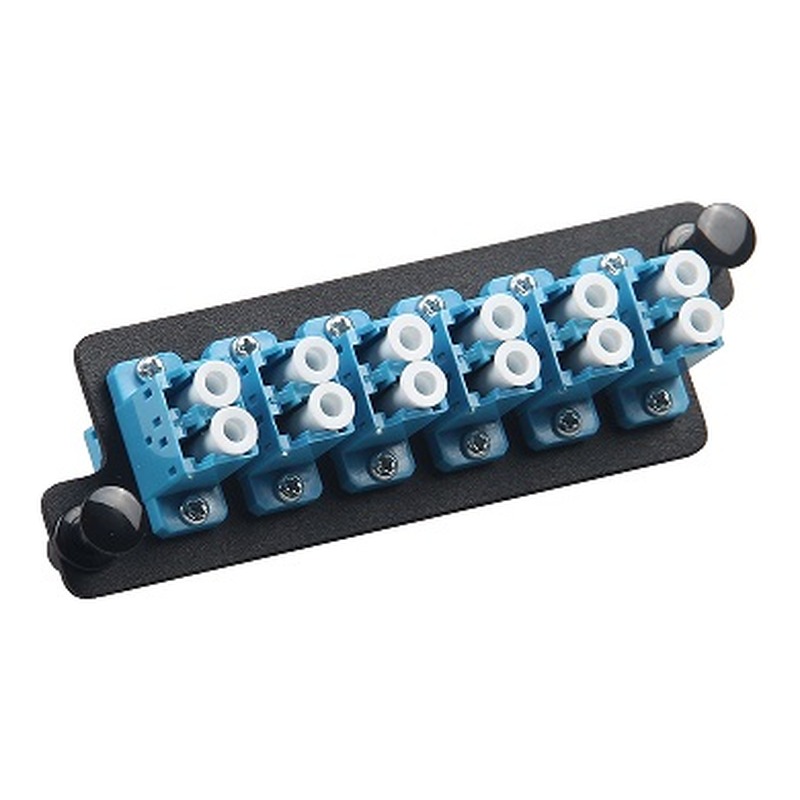 Premium Line 242414082 8-Port LC Adapter Panel, Duplex, MM, Fully Loaded, Black