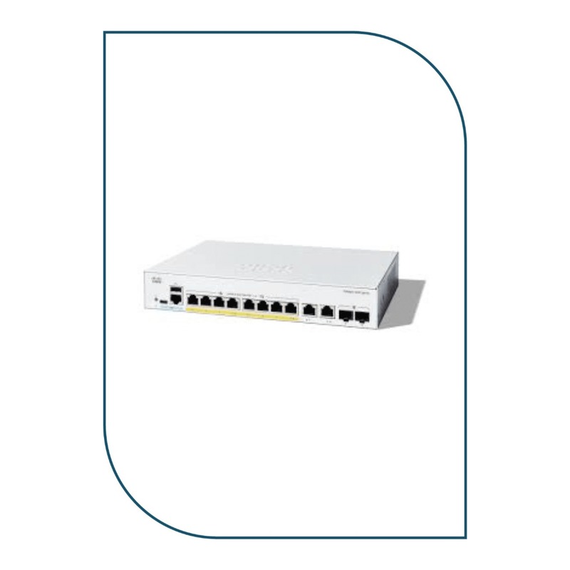 Cisco C1200-8P-E-2G Catalyst 1200 Smart Switch, 8 x 10/100/1000 PoE+ ports with 67W power budget, 2 x Gigabit copper/SFP combo ports