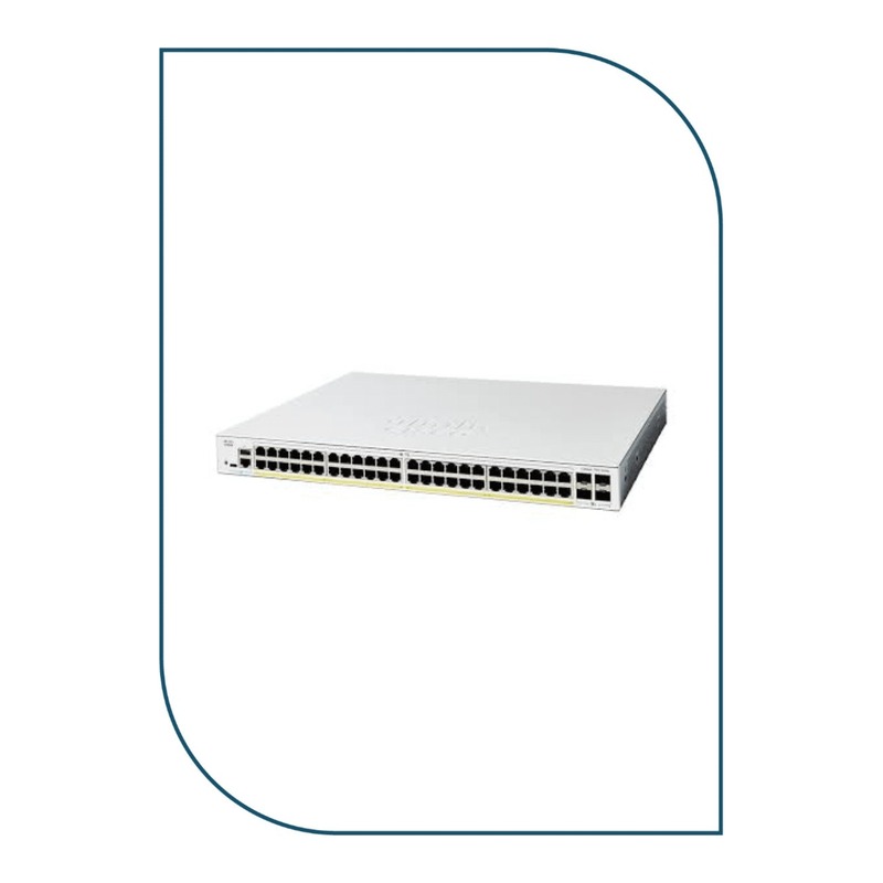 Cisco C1200-48P-4X Catalyst 1200 Smart Switch, 48 x 10/100/1000 PoE+ ports with 375W power budget, 4 x 10 Gigabit SFP+