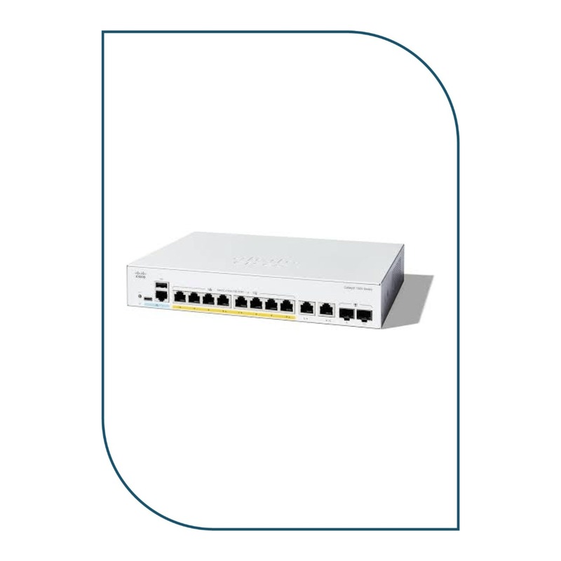 Cisco C1300-8T-E-2G Catalyst 1300 Managed Switch, 8 x 10/100/1000 ports, 2 x Gigabit copper/SFP combo ports