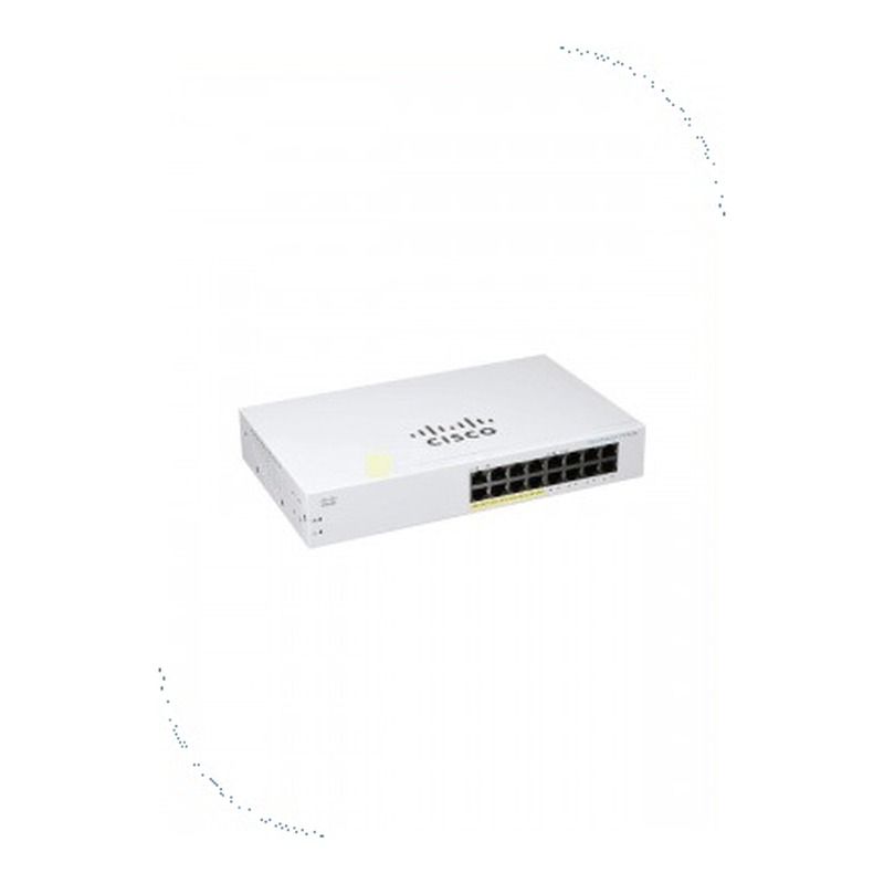Cisco CBS110-16PP-EU Business 110 Unmanaged Switch, 16 x 10/100/1000 ports (8 support PoE with 64W power budget), Rack-mountable