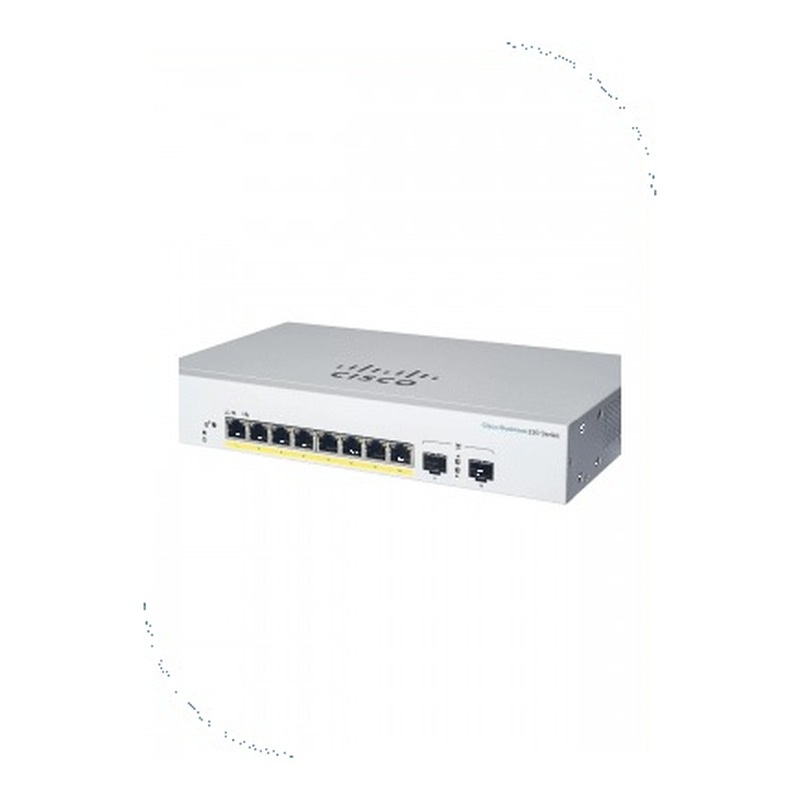 Cisco CBS220-8P-E-2G-EU Business 220 Smart Switch, 8 x 10/100/1000 PoE+ ports with 65W power budget, 2 x Gigabit SFP
