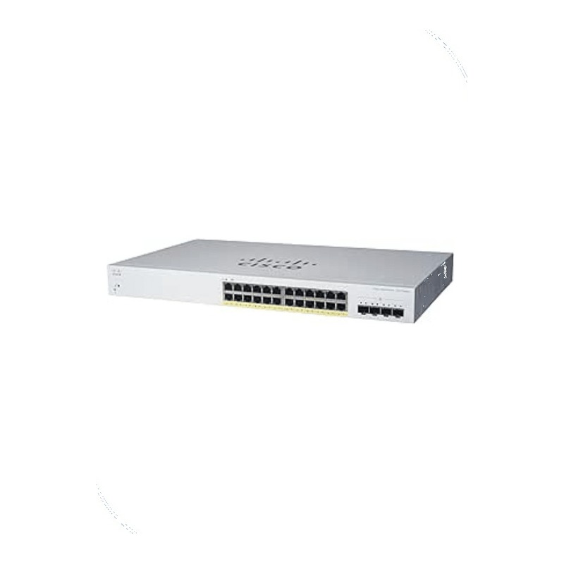 Cisco CBS220-24P-4G-EU Business 220 Smart Switch, 24 x 10/100/1000 PoE+ ports with 195W power budget, 4 x Gigabit SFP