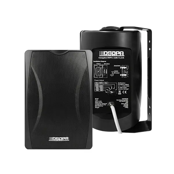 DSPPA 30W Wall Mount Speaker With Power Tap (Black)