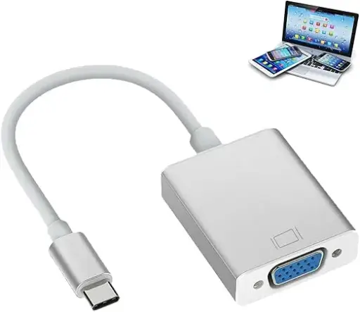 [USB C to VGA Adapter] USB C to VGA Adapter, Thunderbolt 3/4 Compatible, Male to VGA Female Adapter
