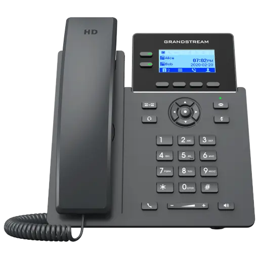 [GRP2602P] Grandstream Essential IP Phone, 2 SIP Accounts, 2 Lines, 2x Ethernet 10/100 PoE, 132x48 (2.41") Backlit LCD, No PSU