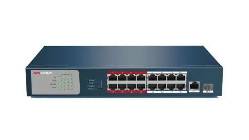 [DS-3E0318P-E/M] Hikvision 16 Port Fast Ethernet Unmanaged POE Switch