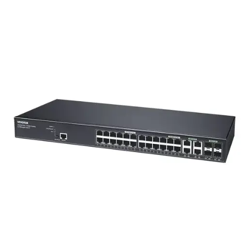 [AW-GEV-288A-370] VIVOTEK 28 Ports VIVOCAM L2 Managed PoE Switch  4xGbE bt 90W PoE + 20xGbE PoE + 4xGbE