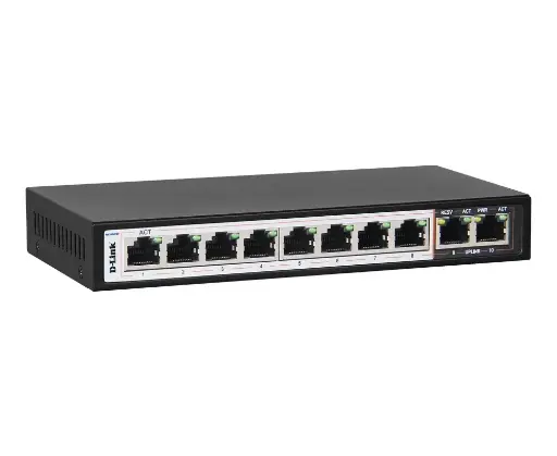 [DES-1010P] D-Link 8 Port 10/100 + 2 Uplink 10/100/1000 250m PoE Switch