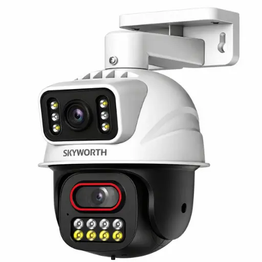 [SKH-I88DYP-46CPT] Skyworth DUAL-LENS PTZ IP Tandem Camera POE H.265+ SKH-I88DYP-46CPT 4MP+4MP Support Micro SD Card (max. 512G) & Cloud Storage Full-Color Outdoor