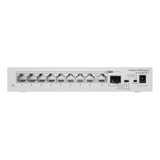[S110-8P2ST] Huawei eKitEngine S110-8P2ST Unmanaged Switch, 8 x GE, 1 x GE SFP, 1 x GE, PoE+