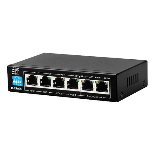 [DES-F1006P-E] D-Link DES-F1006P-E 6-port 10/100Base-T Unmanaged Long Range 250m PoE+ Surveillance Switch with 4 PoE ports