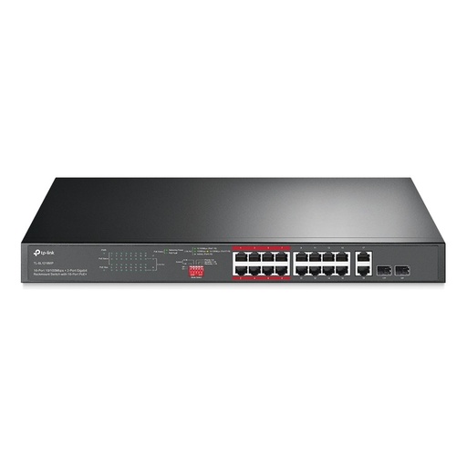 [TL-SL1218MP] TP-Link TL-SL1218MP 16-Port 10/100 Mbps + 2-Port Gigabit Rackmount Switch with 16-Port PoE+