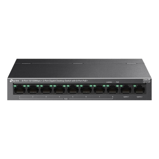 [LS1210P] TP-Link LS1210P 8-Port 10/100Mbps+2-Port Gigabit Desktop Switch with 8-Port PoE+