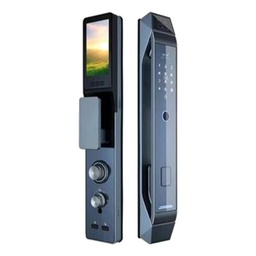 [LEZN R8 Face Blue Gray] LEZN R8 Face Blue Gray Smart Door Lock, Face Recognition, Cat Eye Camera, Blue Gray