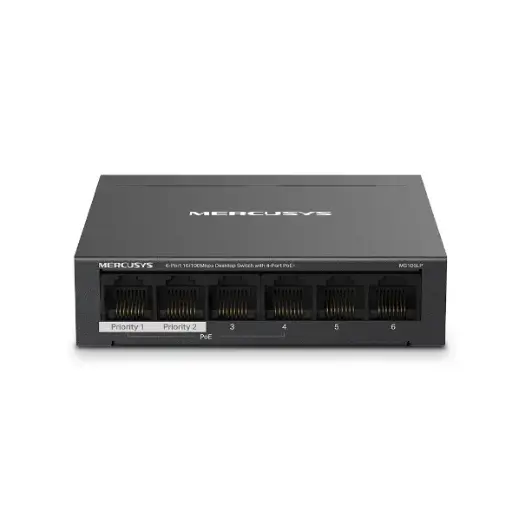 [MS106LP] Mercusys 6-Port 10/100Mbps Desktop Switch with 4-Port PoE+ 