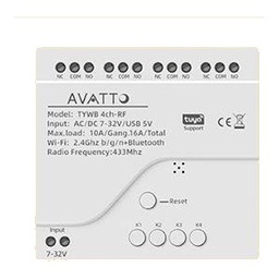 [AVATTO 4CH-RF-WIFI] Avatto Smart 4CH Relay Module + RF433 (7-32V) Wi-Fi