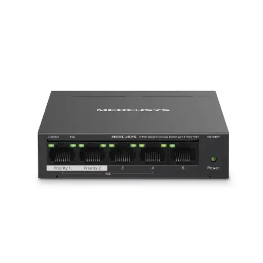 [MS105GP] Mercusys 5-Port Gigabit Desktop Switch with 4-Port PoE+