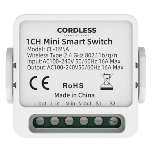[CL-1M/A] Cordless CL-1M/A Intelligent Mini Switch Module 1-Way 16A, Wi-Fi