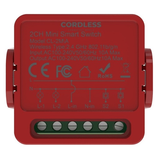 [CL-2M/A] Cordless CL-2M/A Intelligent Mini Switch Module 2-Way 10A, Wi-Fi