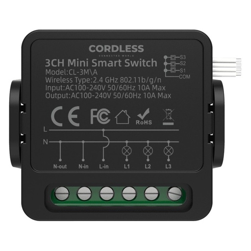 [CL-3M/A] Cordless CL-3M/A Intelligent Mini Switch Module 3-Way 10A, Wi-Fi