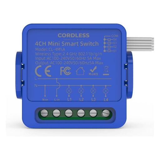 [CL-4M/A] Cordless CL-4M/A Intelligent Mini Switch Module 4-Way 5A, Wi-Fi